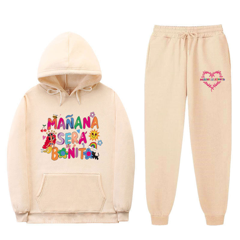 Women's Sweatshirt and Jogging Pants Set with Colorful Print Lisslune