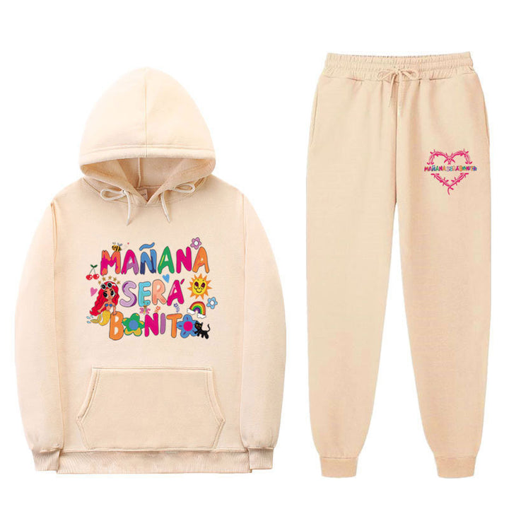 Women's Sweatshirt and Jogging Pants Set with Colorful Print Lisslune