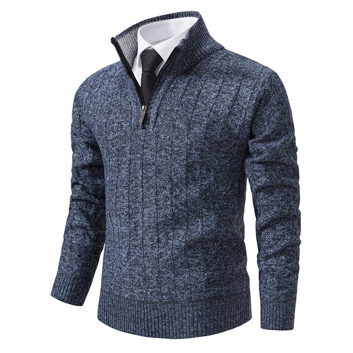 Men's stylish knitted sweater with zipper and high collar Lisslune