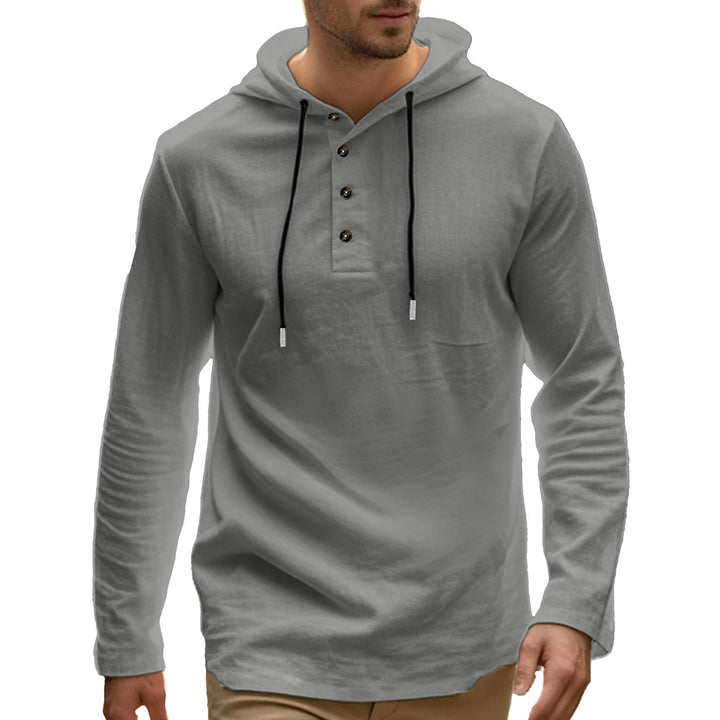 Men's sporty hoodie with button placket and functional pockets Lisslune