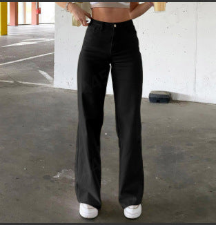 Damen weite High-Waist Jeans im lässigen Schnitt mit eleganter Taillierung Lisslune