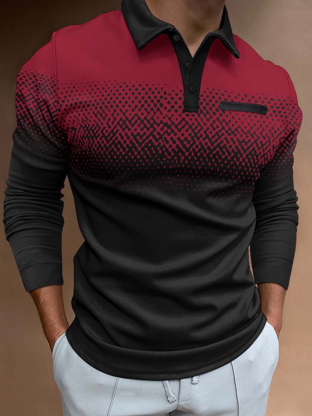 Men's polo shirt with modern gradient and stylish contrast details Lisslune