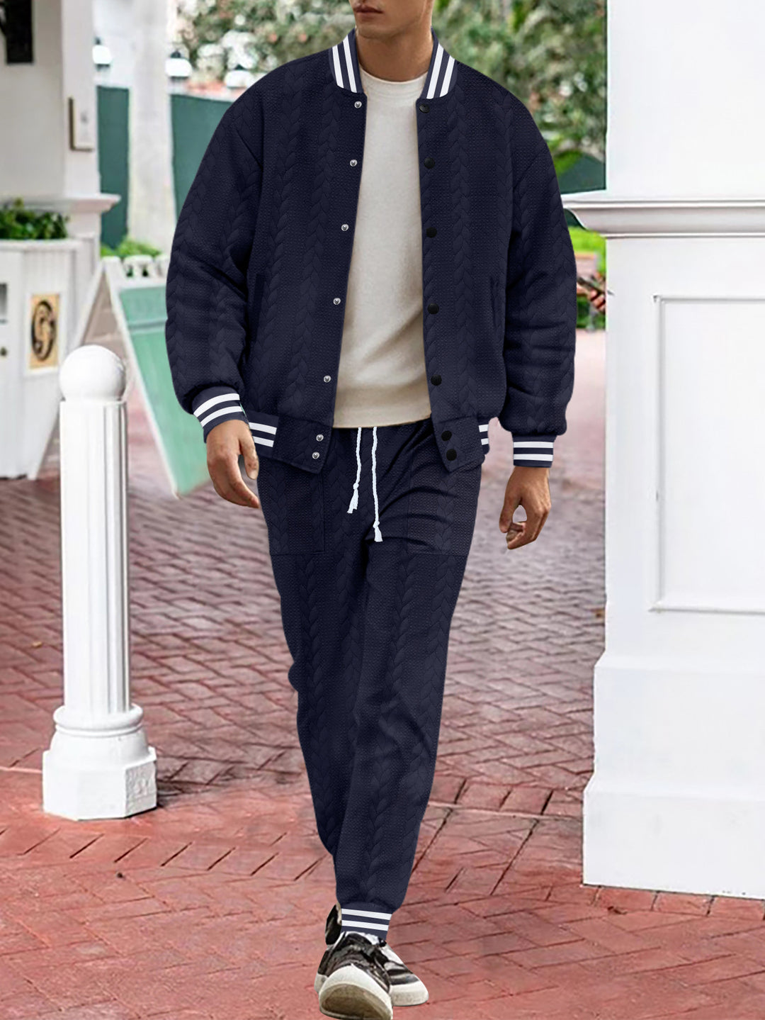 Men's casual knitted college jacket with modern design and comfortable details Lisslune