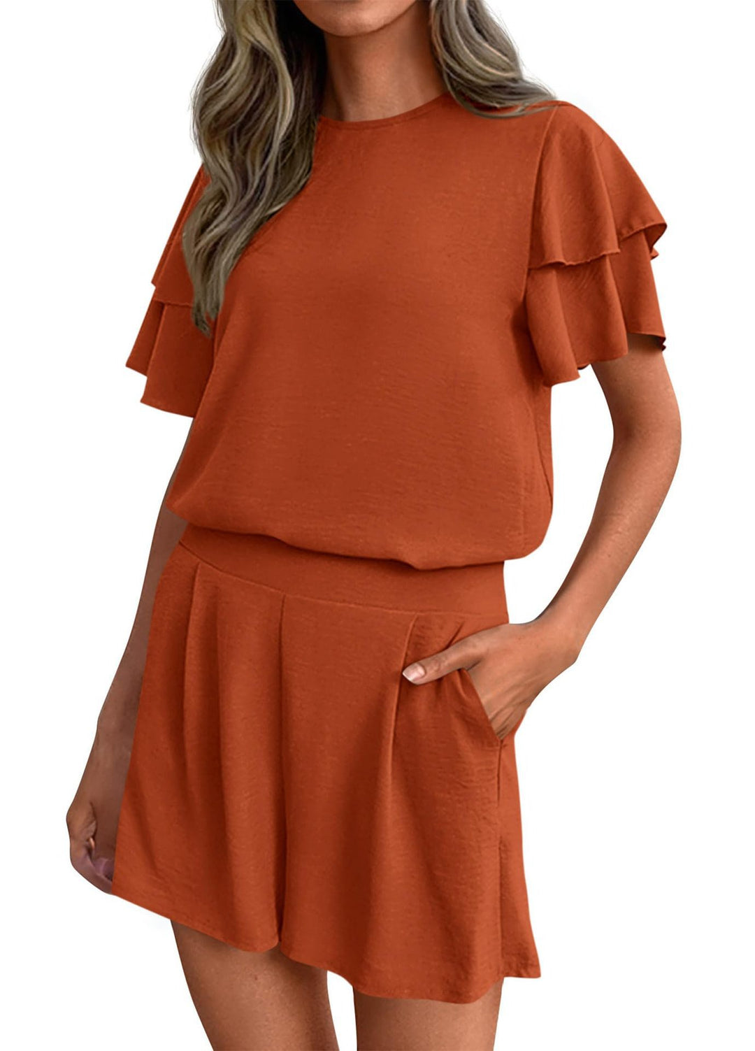 Women's Playful Jumpsuit with Ruffle Details and Side Pockets Lisslune