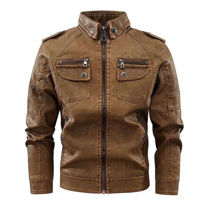Men's stylish biker jacket with practical pockets and high collar Lisslune