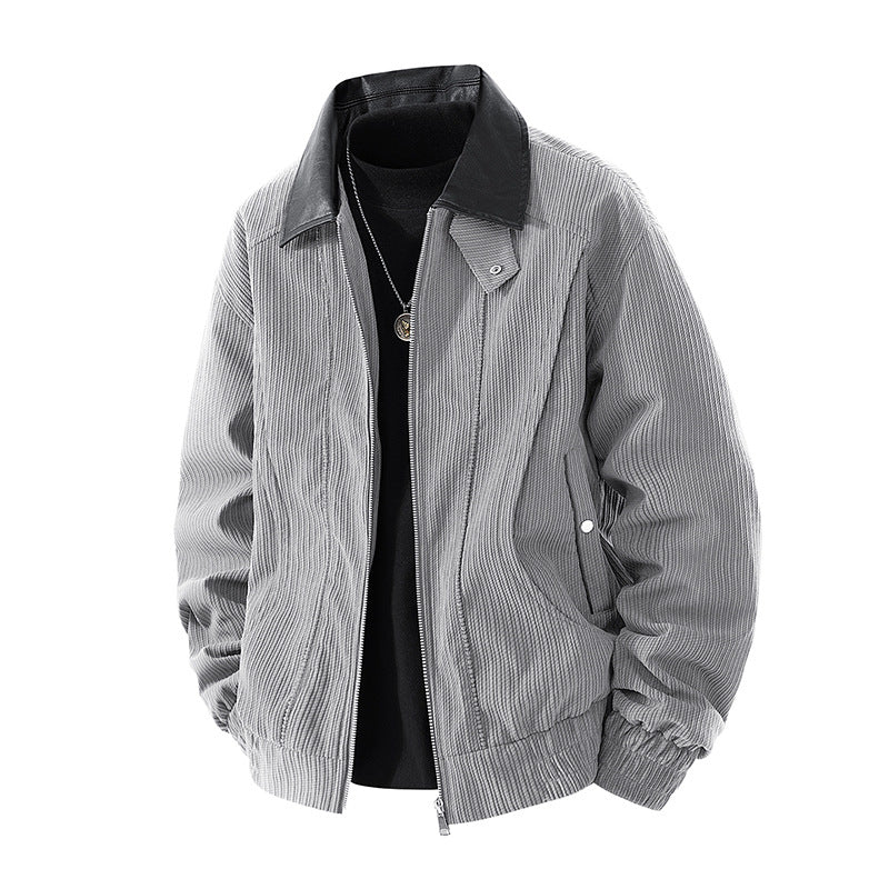 Men's casual cord jacket with high collar Lisslune