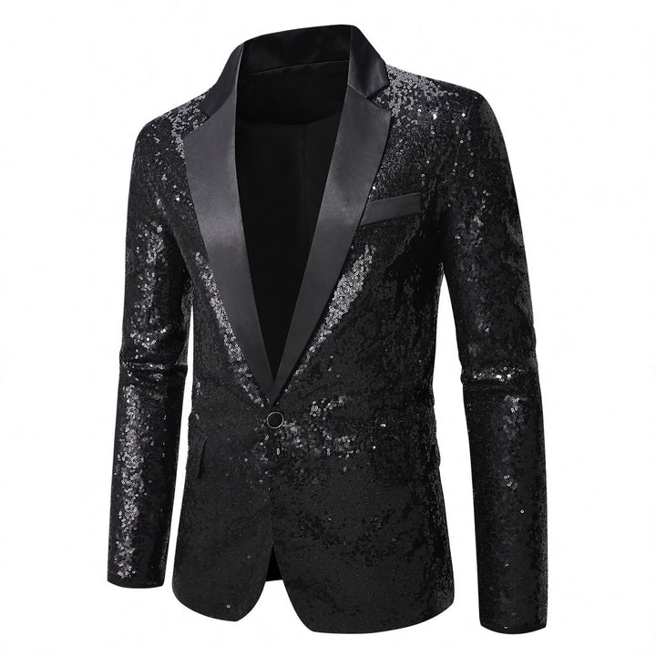 Men's festive sequin blazer with elegant satin lapel Lisslune