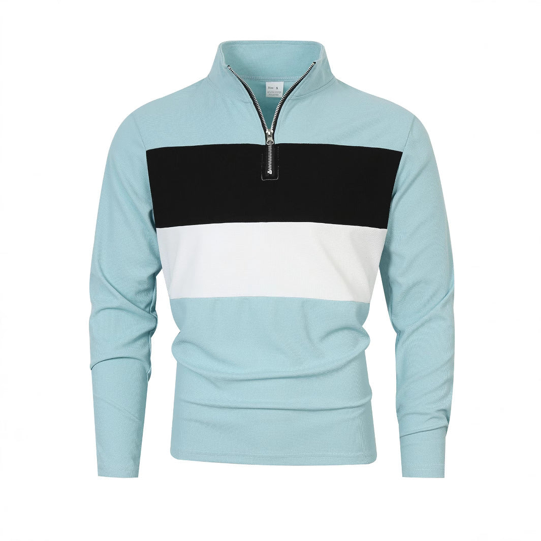 Men's stylish sweater with zipper and color block design Lisslune