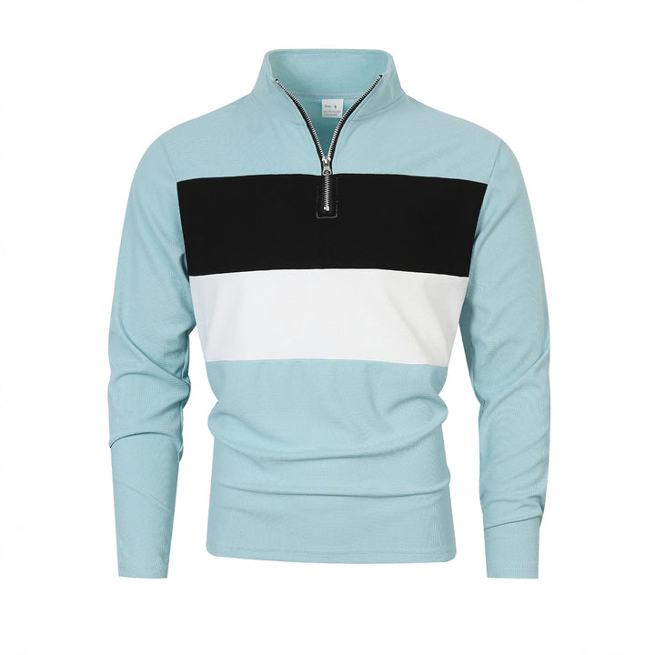 Men's stylish sweater with zipper and color block design Lisslune