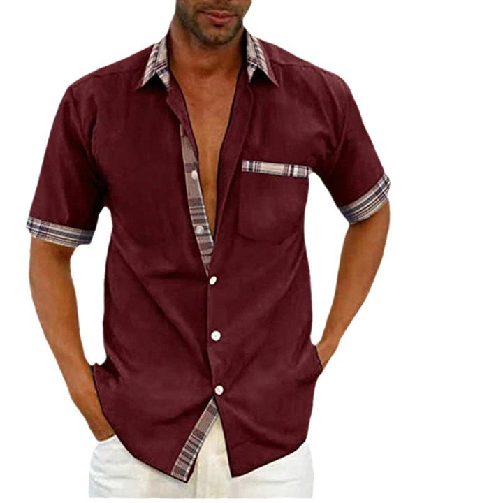 Men's short-sleeve shirt with modern check design and practical patch pocket Lisslune