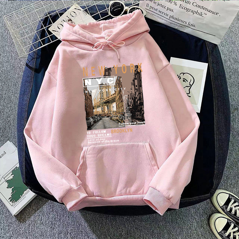 Women's hoodie with stylish New York print Lisslune
