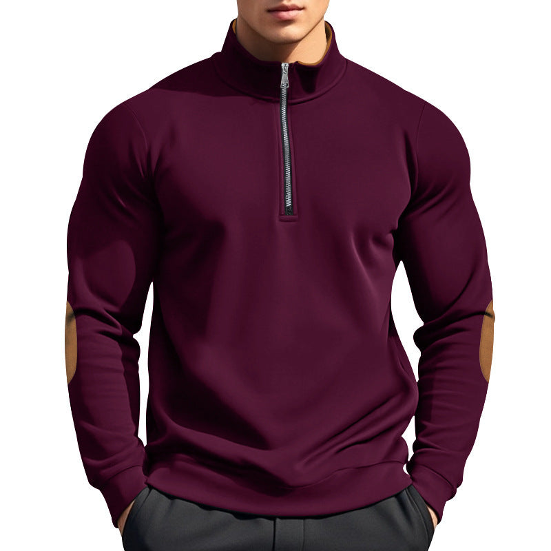 Men's sporty pullover with stand-up collar and zipper Lisslune
