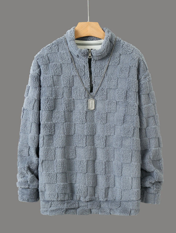 Men's fleece pullover with textured surface and high collar Lisslune