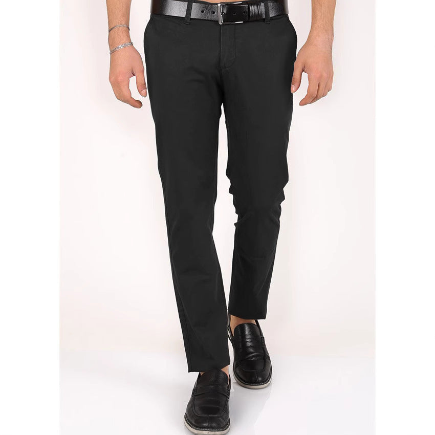 Men's Classic Chino Pants with Slim Fit and Elastic Waistband Lisslune