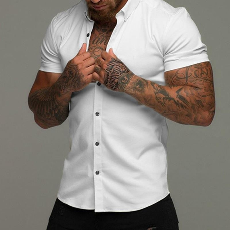 Men's short sleeve shirt with modern cut and stylish button detail Lisslune