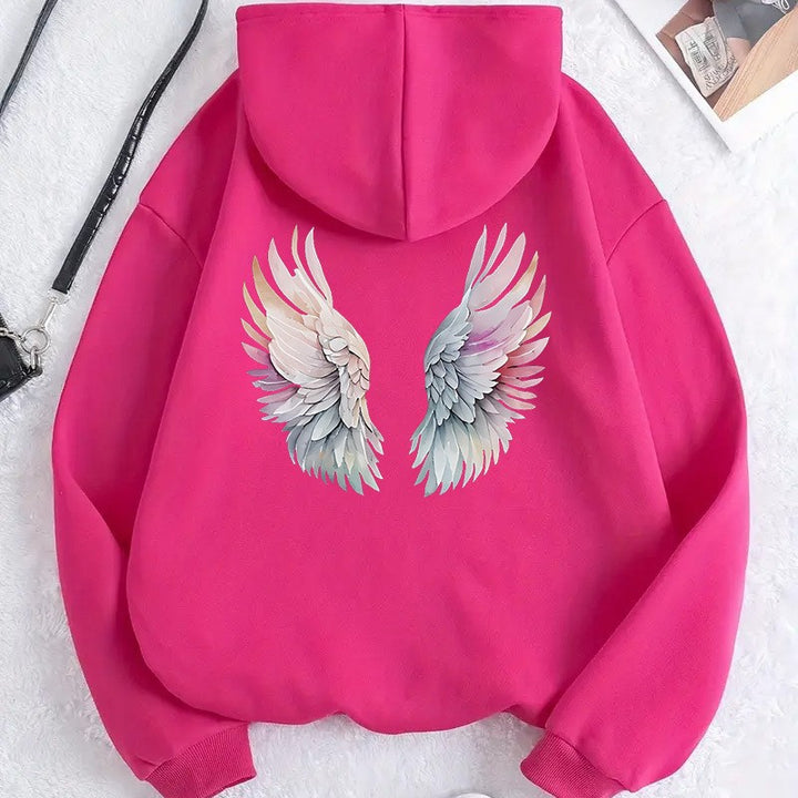 Women's hoodie with stylish angel wing design Lisslune