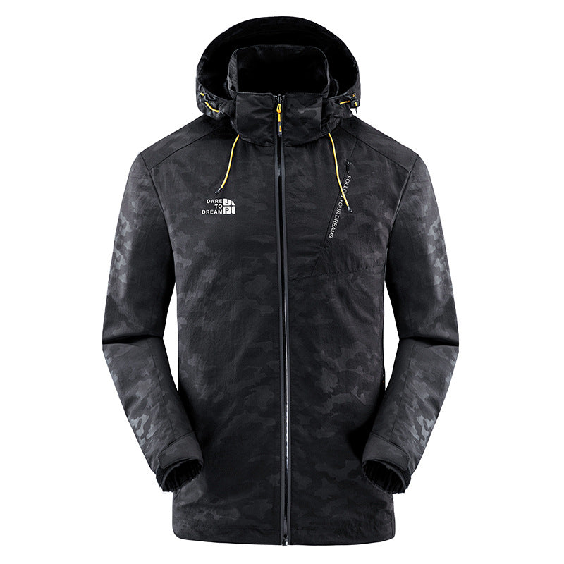 Men's water-repellent camouflage jacket with adjustable hood Lisslune
