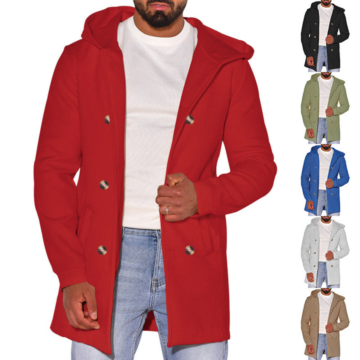 Men's fashionable coat with removable hood and double button placket Lisslune