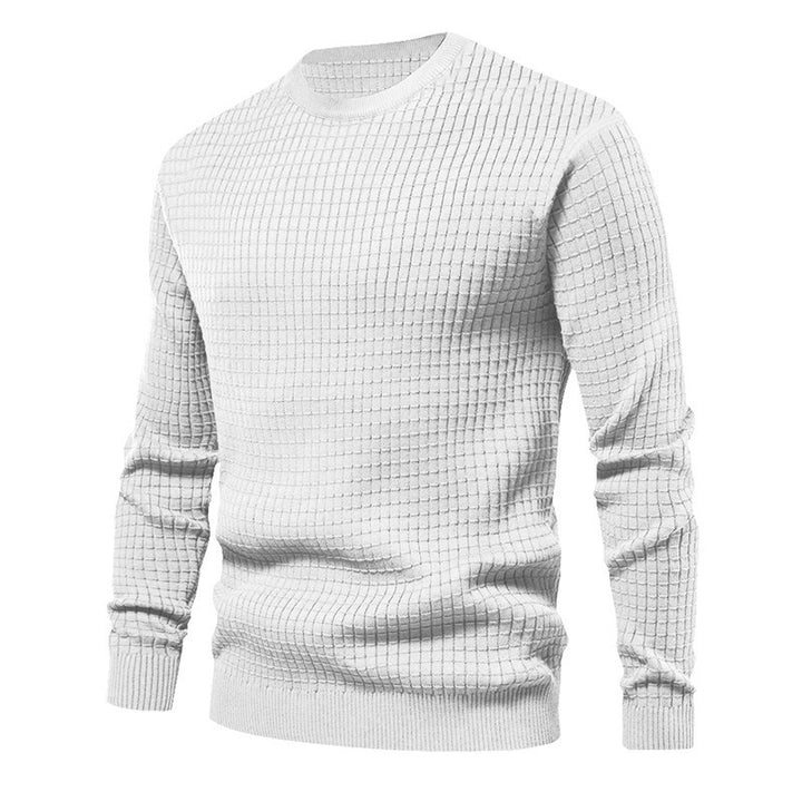 Men's high-quality knit sweater with textured design and classic round neck Lisslune
