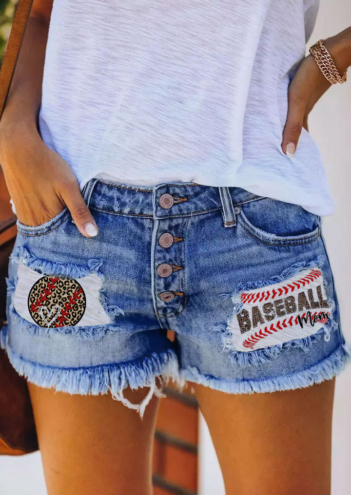 Women's denim shorts with vintage fringes and patriotic appliqués Lisslune