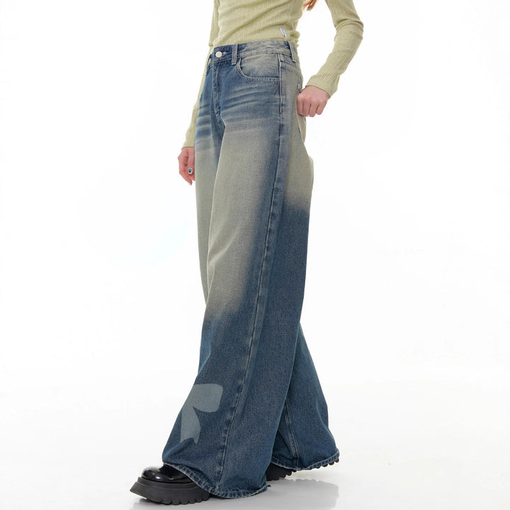 Damen Weite Denim-Hose mit aufregenden Schleifendetails Lisslune