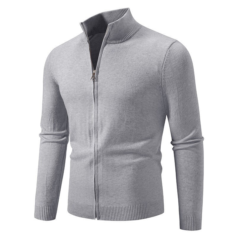 Men's cardigan with high collar and practical zipper Lisslune