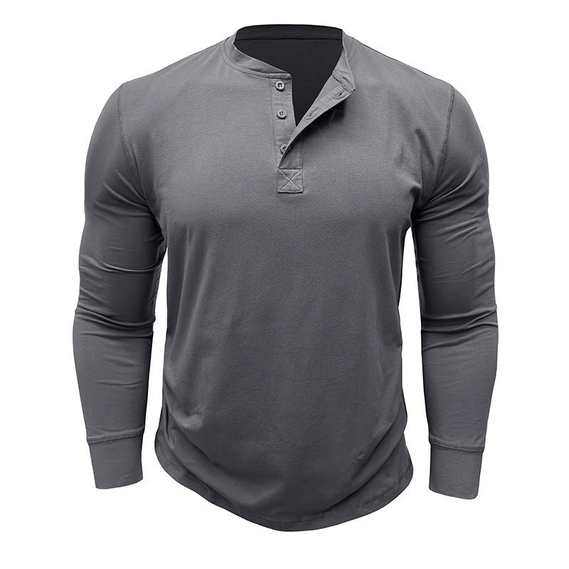 Men's Long Sleeve Henley Shirt with Stylish Buttons and High-Quality Cotton Blend Lisslune