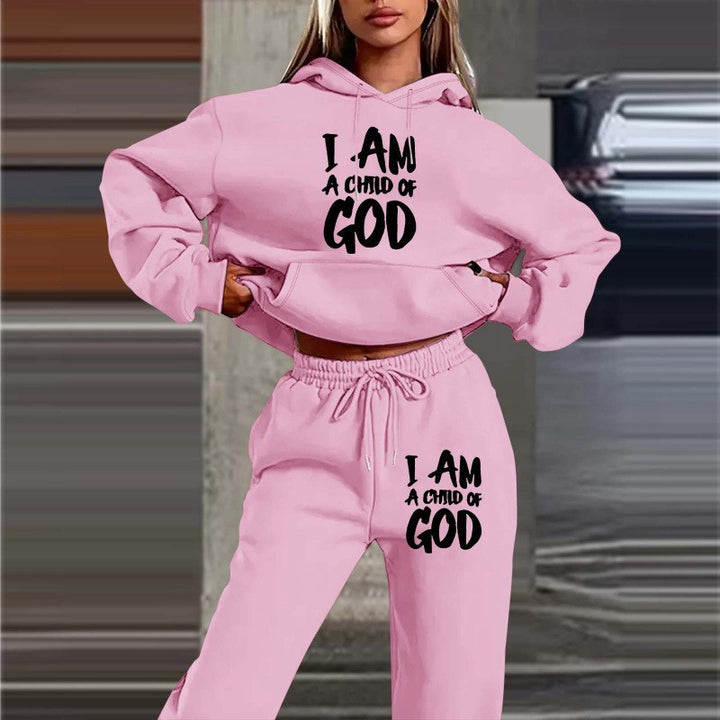 Women's hoodie sweatshirt with urban lettering and comfortable pants Lisslune