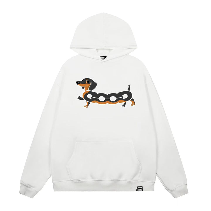 Women's hooded sweatshirt with charming dog screen print Lisslune