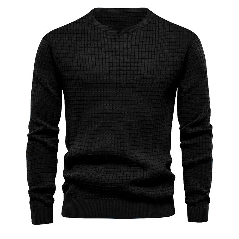 Men's high-quality knit sweater with textured design and classic round neck Lisslune