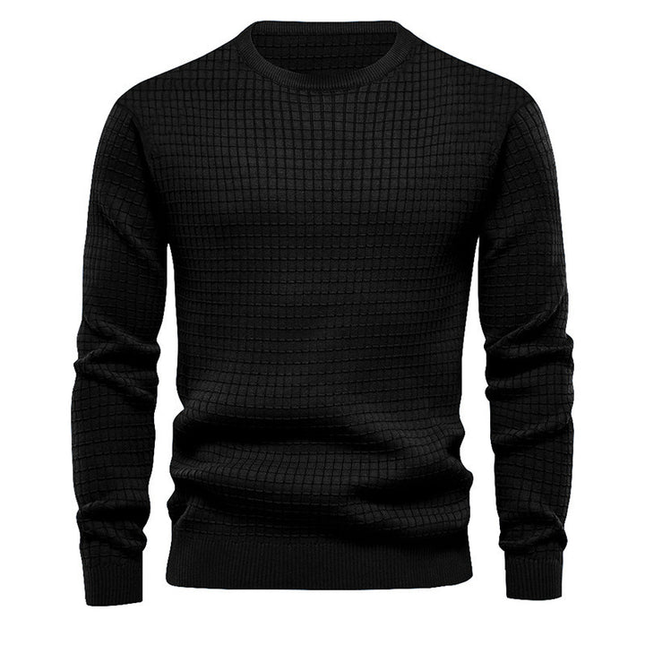 Men's high-quality knit sweater with textured design and classic round neck Lisslune