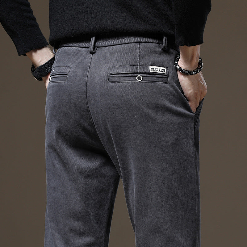 Men's Casual Chino Pants with Roll-Up Waistband and Elastic Material Lisslune