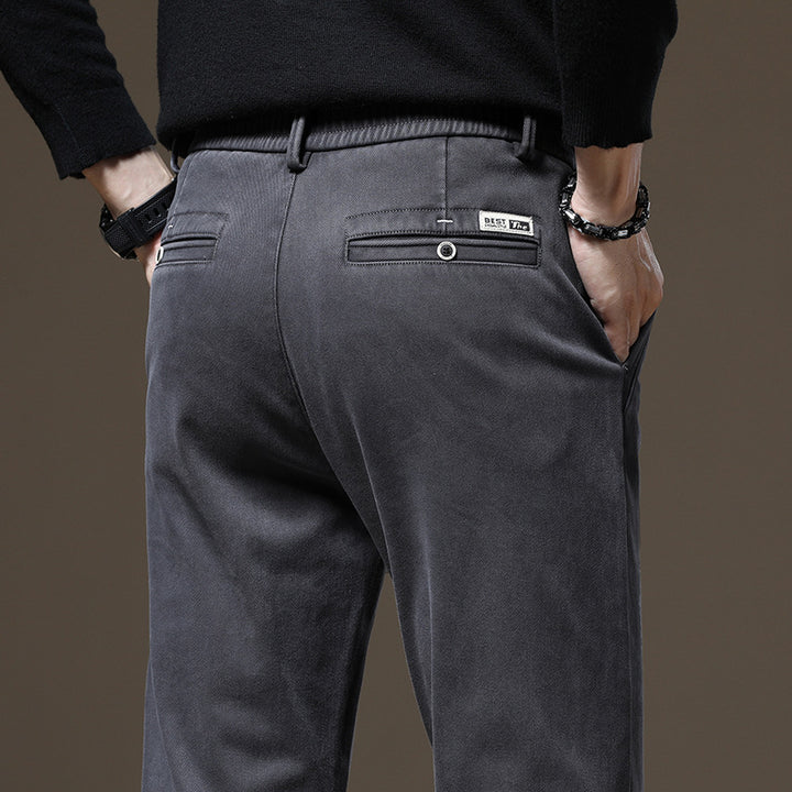 Men's Casual Chino Pants with Roll-Up Waistband and Elastic Material Lisslune