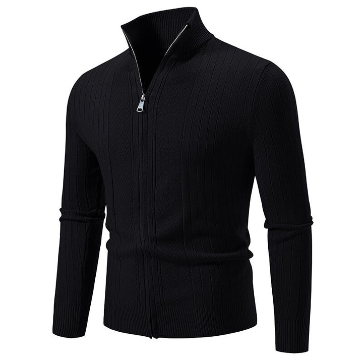 Men's knitted sweater with modern zipper and ribbed structure Lisslune