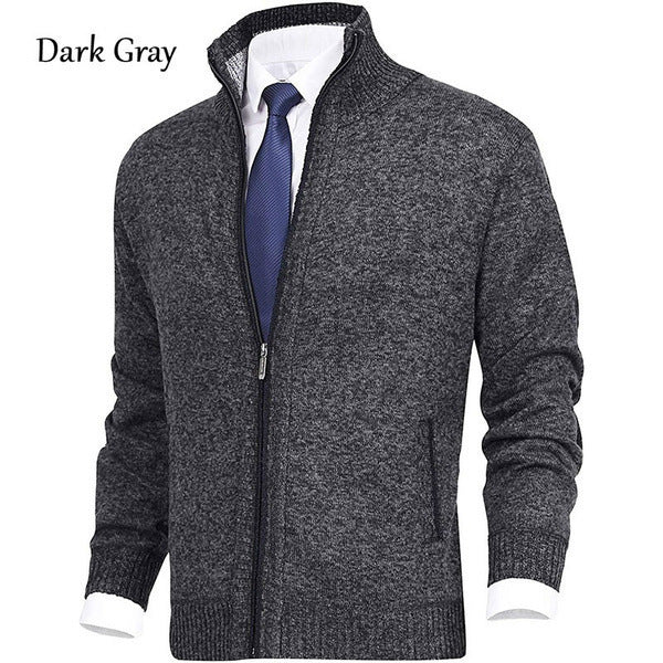 Men's stylish cardigan with high collar and elegant contrast details Lisslune