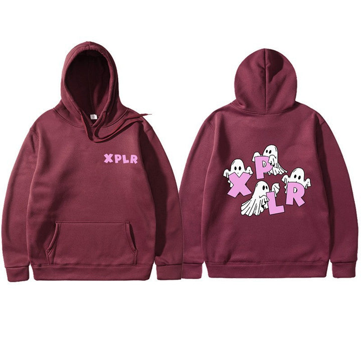 Women's hooded sweatshirt with creative ghost motif and kangaroo pocket Lisslune