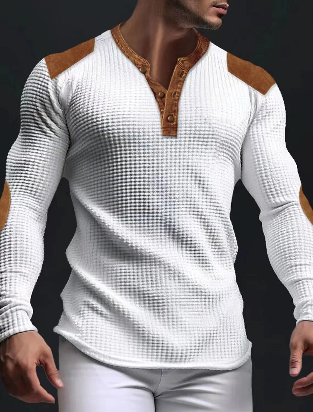 Men's long-sleeve shirt with textured design and contrast accents Lisslune