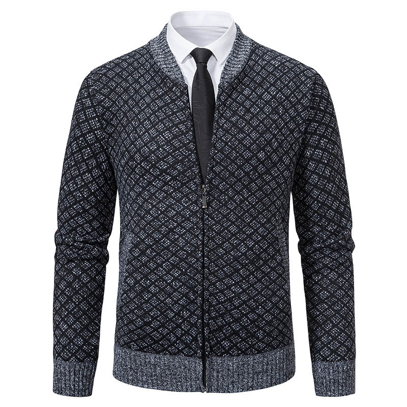 Men's Fashionable Knitted Sweater with Modern Zipper Lisslune
