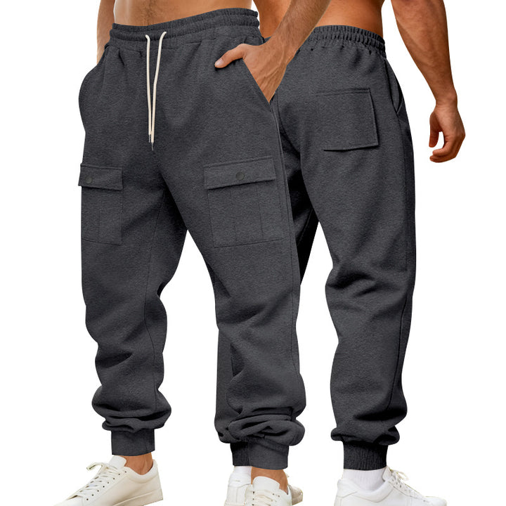 Men's cargo joggers with elastic waistband and functional pockets Lisslune