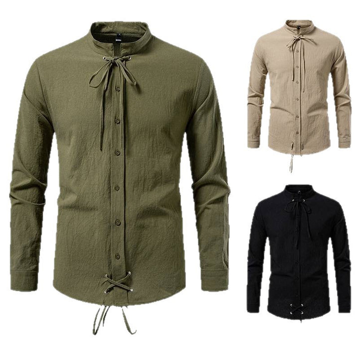 Men's Long Sleeve Shirt with Modern Drawstring Lisslune