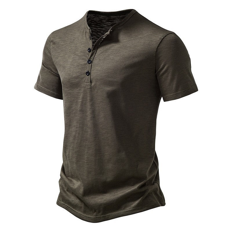 Men's short sleeve shirt with stylish Henley neckline and comfortable fit Lisslune