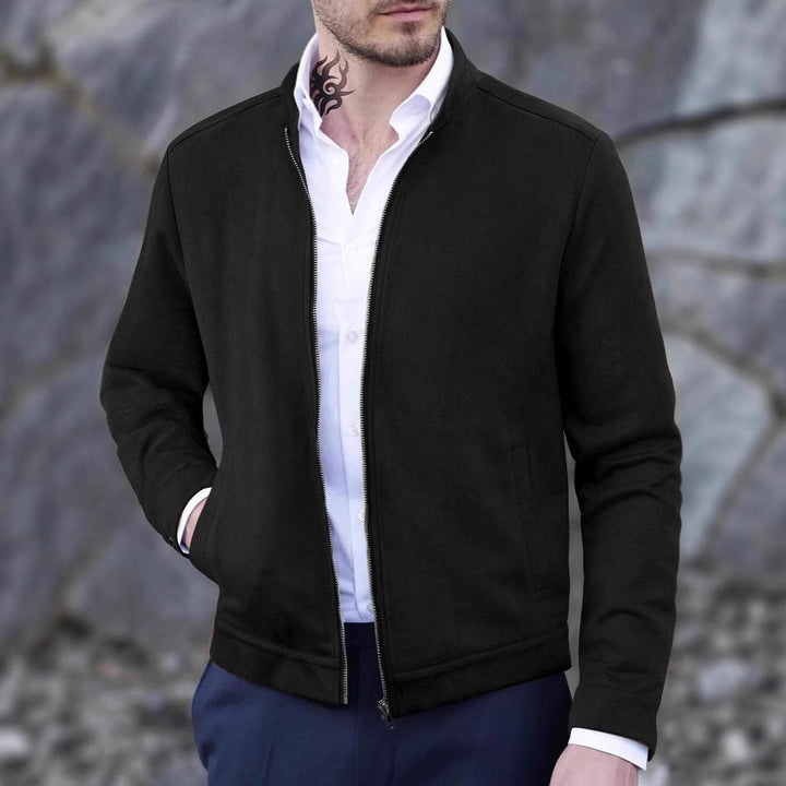 Men's elegant and comfortable softshell jacket with a high collar and full-length zipper Lisslune