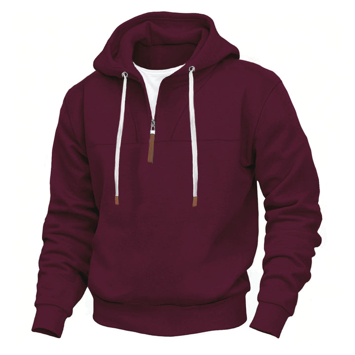 Men's sporty hoodie with half zipper and robust contrast details Lisslune
