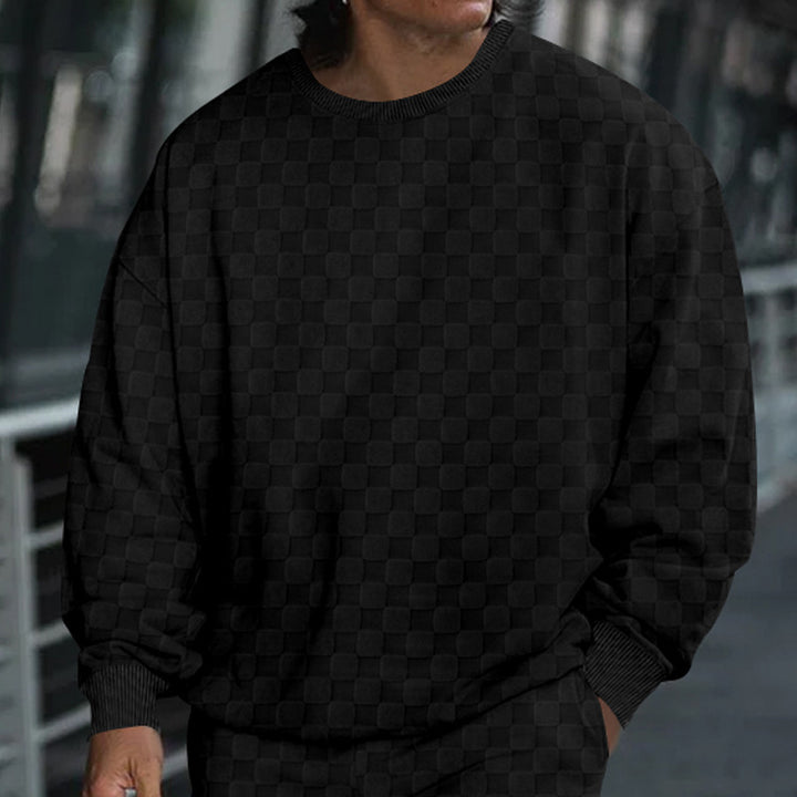 Men's Oversized Sweatshirt with Textured Pattern Lisslune