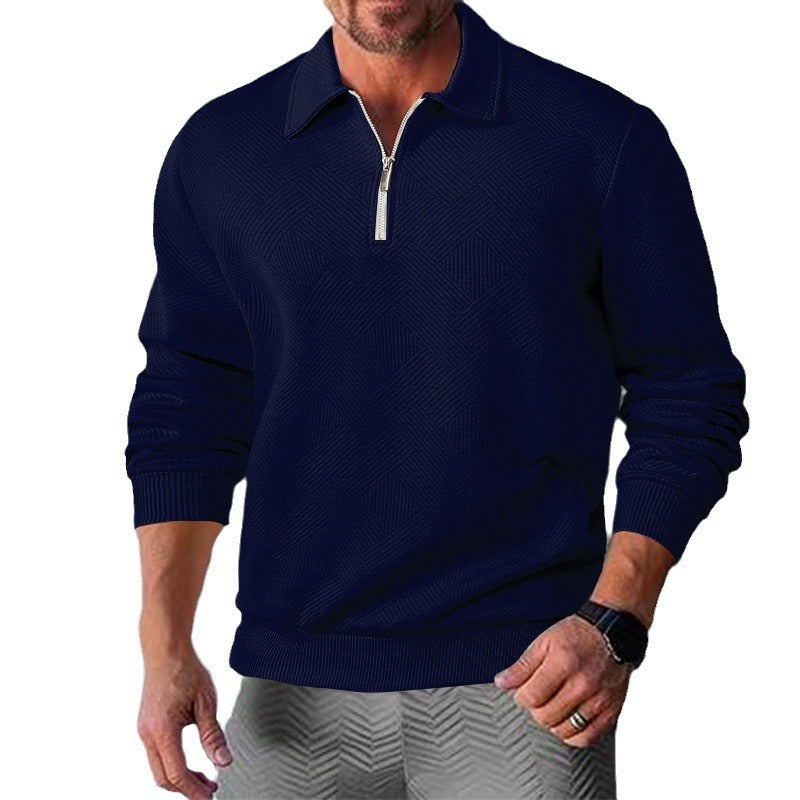 Men's knit sweater with short zip front and textured design Lisslune