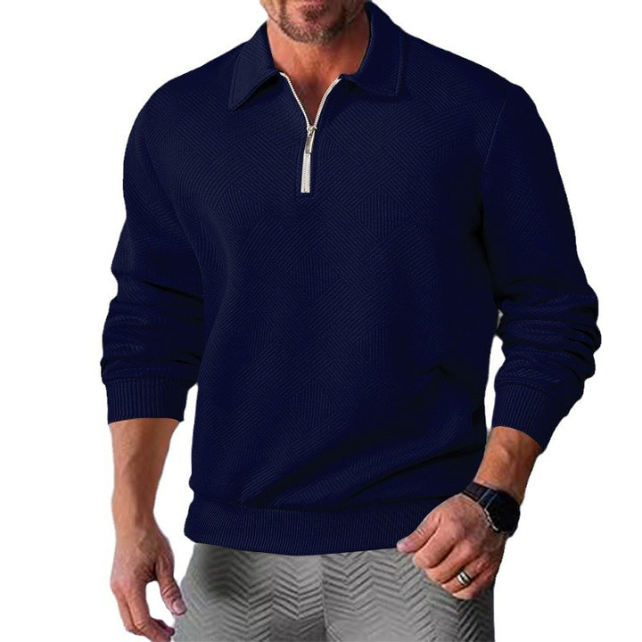 Men's knit sweater with short zip front and textured design Lisslune