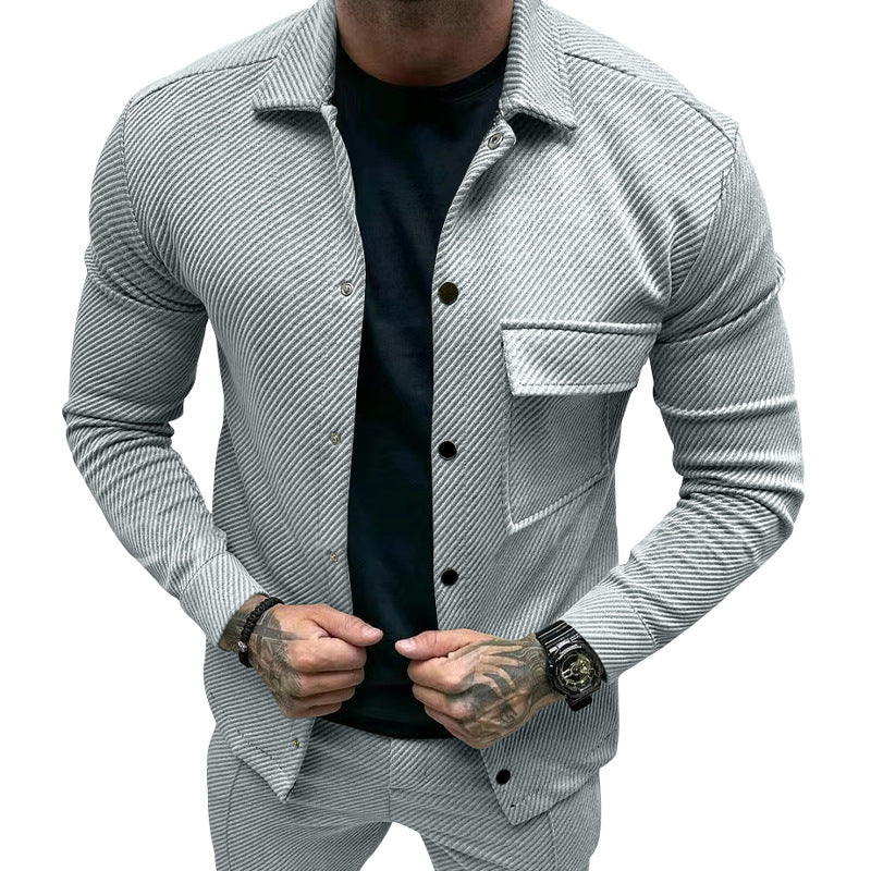 Men's casual jacket with striped design and practical pockets Lisslune