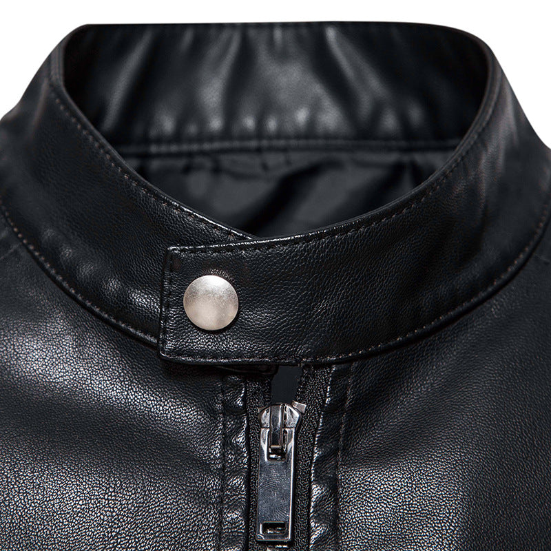 Men's fashionable synthetic leather jacket with stylish details Lisslune