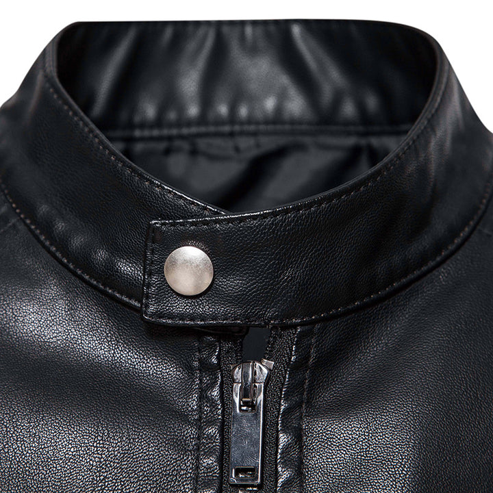 Men's fashionable synthetic leather jacket with stylish details Lisslune