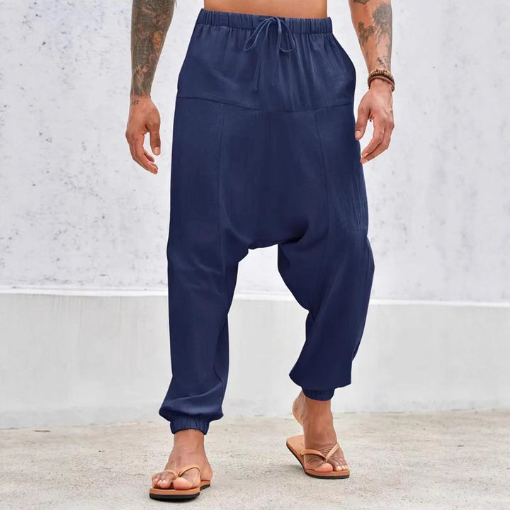 Men's relaxed harem pants with elastic waistband and side pockets Lisslune